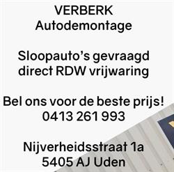 Verberk Autodemontagebedrijf, Uden openingstijden