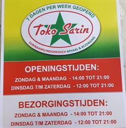 Toko Sarin, Wateringen openingstijden