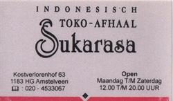 Sukarasa, Amstelveen openingstijden