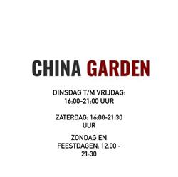 China Garden Schijndel, openingstijden