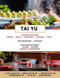 Tai Yu (Japans & Chinees restaurant), Amsterdam openingstijden