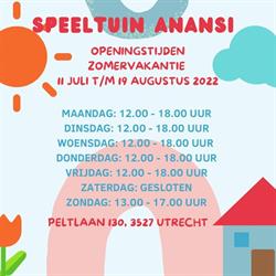 Speeltuin Anansi, Utrecht openingstijden