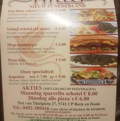 Pizzeria Sint Ritta, Beek en Donk openingstijden