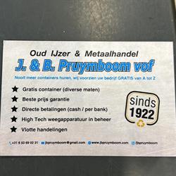 J&B Pruymboom Oud IJzer & Metaalhandel, Reusel openingstijden